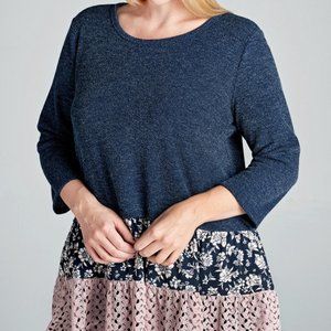 Two-Tone Knit Top